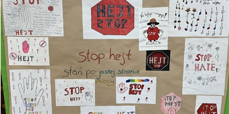 Powiększ grafikę: Plakat z napisem: stop hejt, stań po jasnej stronie.